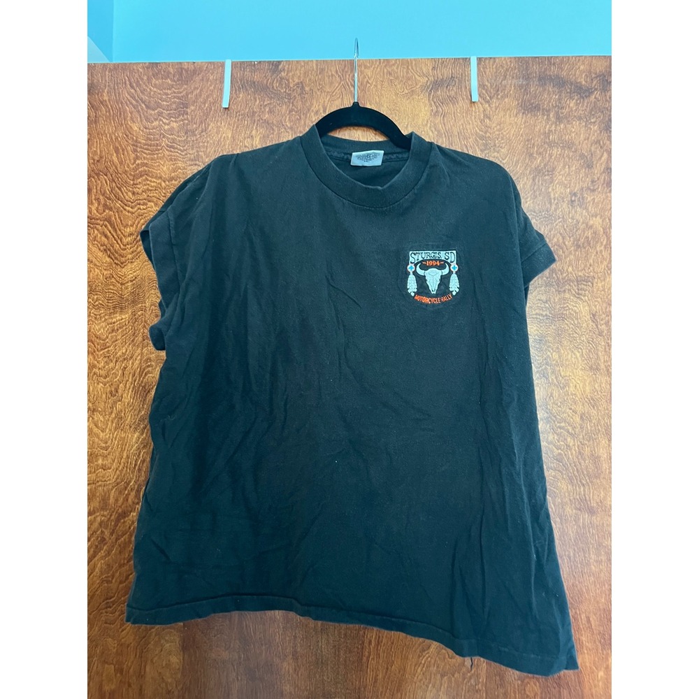 Vintage SSI Muscle Tee Mens XL Black 1994 Sturgis Motorcycle Rally